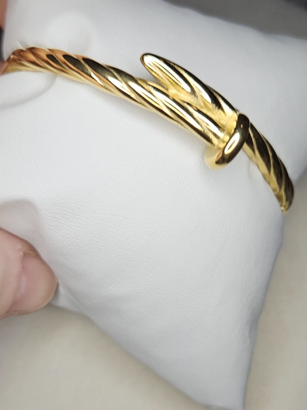 Stainless Steel Gold Tone Twisted Nail Cuff Bracelet - Women Jewelry